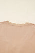 Lace Trim Sweetheart Neck Ruched Front Long Sleeve Top